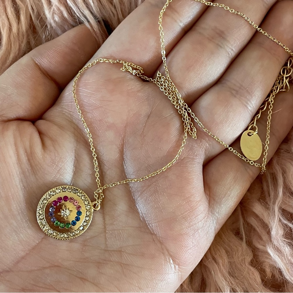 Rainbow Circle Pendant Necklace
